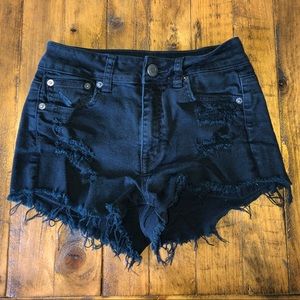 AEO Hi Rise Festival Black Denim Shorts Size 2